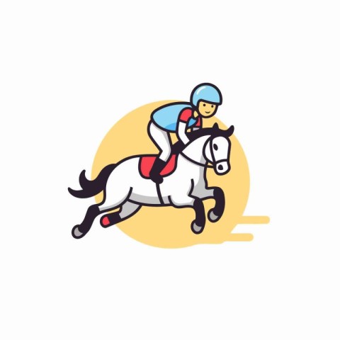 Jockey riding horse vector icon. Horse racing. equestrian sport