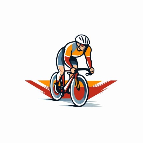 Cyclist riding a bike. Vector illustration on white background.