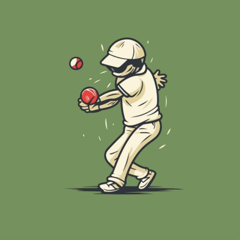 Cricket player. Vector illustration of a cricket player in actio