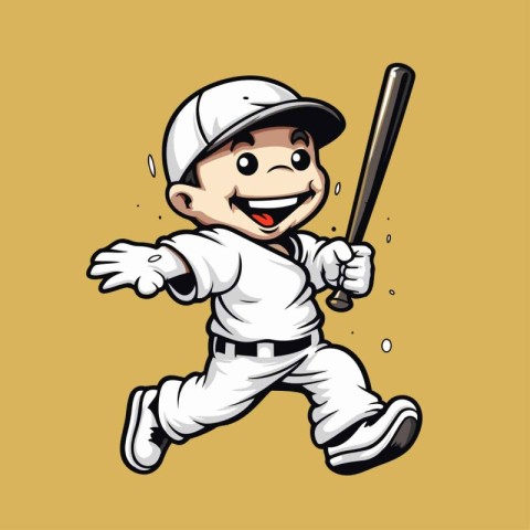 Baseball Player Cartoon Mascot Character Mascot Illustration