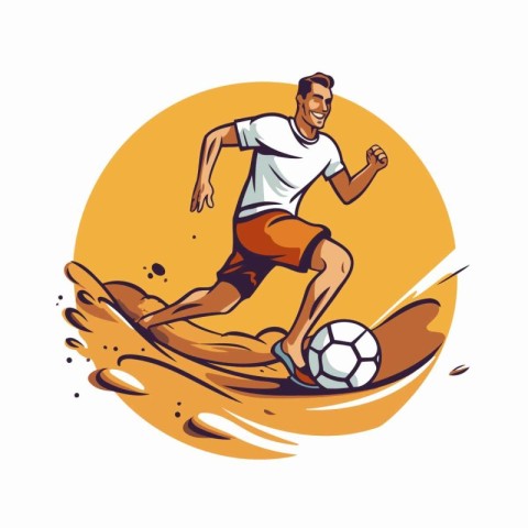 Soccer player with ball. Vector illustration on white background