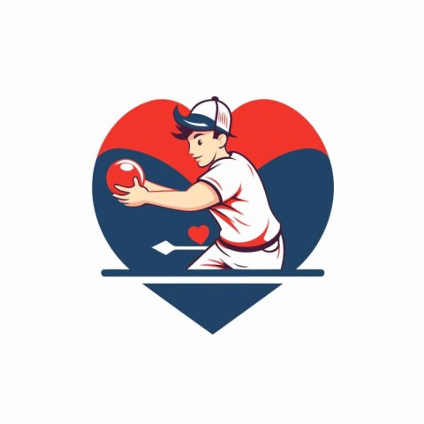 Vector illustration of a baseball player throwing a ball in a he