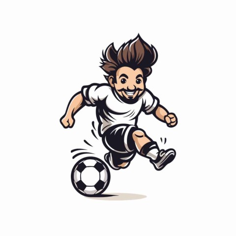 Soccer player kicking the ball. cartoon vector illustration isol