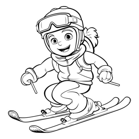 Cartoon skier boy. Vector clip art illustration for children.