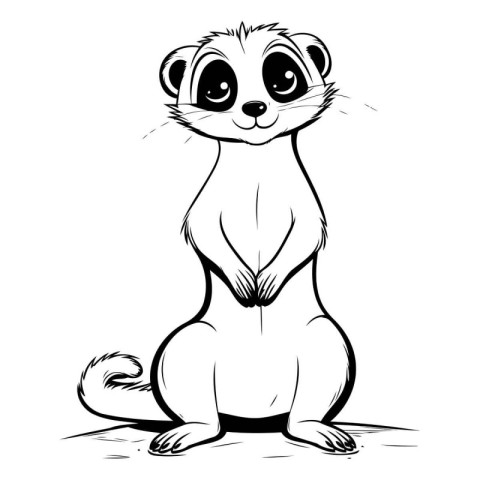 Cute Meerkat in black and white. Vector illustration.