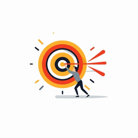 Businessman with target. Successful business concept. Vector ill