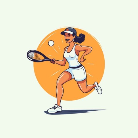 Tennis player in sportswear with racket. Vector illustration.