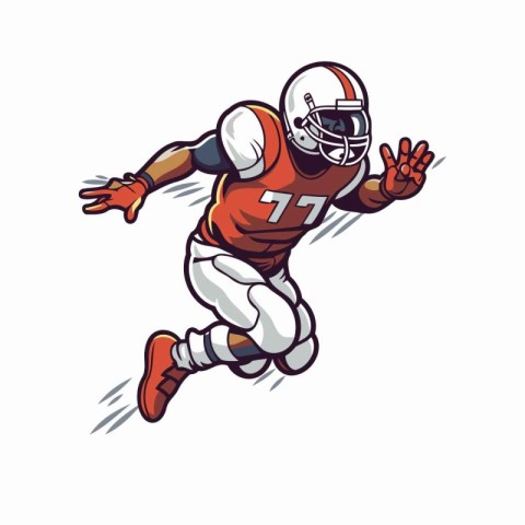 American football player running. cartoon vector illustration is