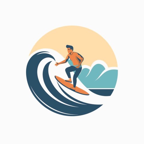 Surfer on the wave. Vector illustration of a man surfing.