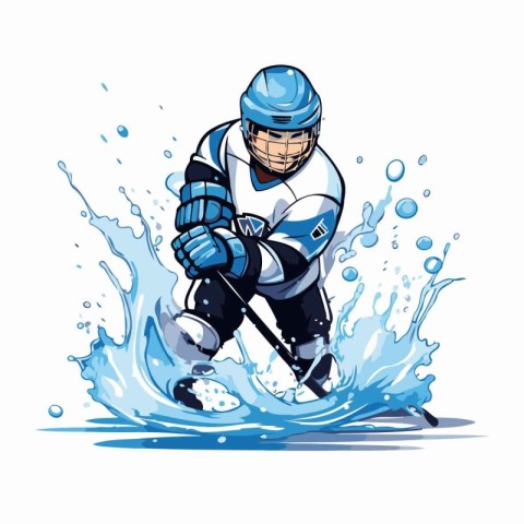 Ice hockey player. Vector illustration of a hockey player on ice