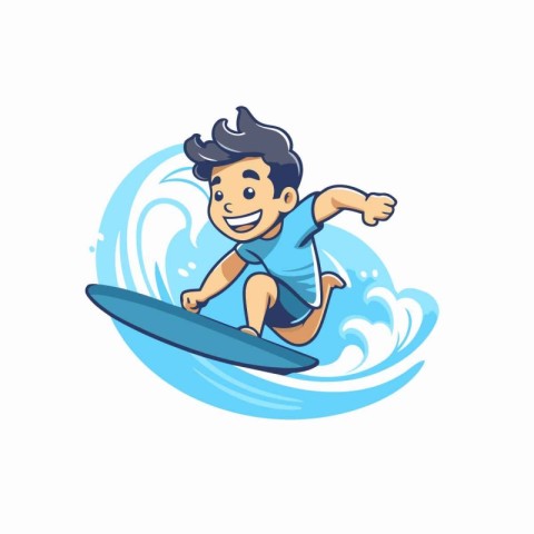 Surfer cartoon character vector illustration isolated on white b