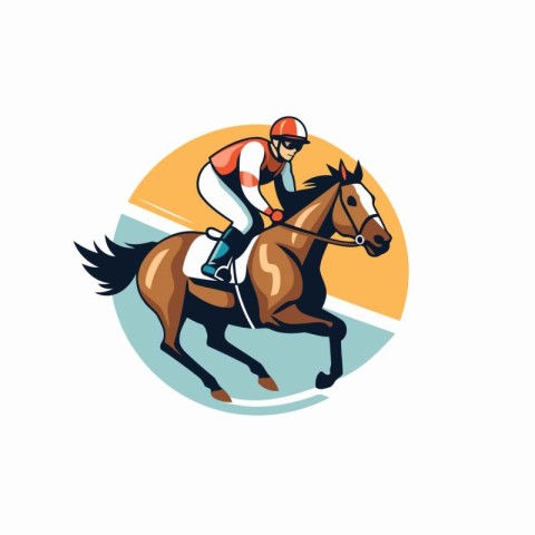 Horse race logo. jockey on horse with jockey. Vector illustratio