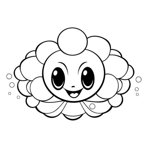 Coloring book for children: cute sheep. Black and white vector i