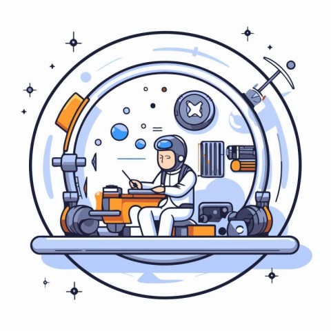 Astronaut in space. Astronaut in spacesuit. Vector illustration