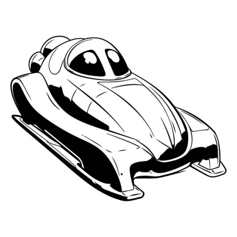 Vector illustration of a racing car. Black and white design elem