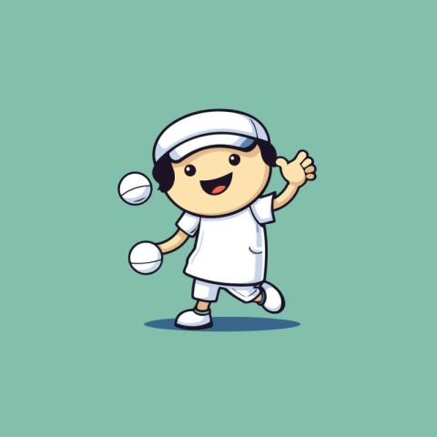 Cartoon baseball player. Cute cartoon character. Vector illustra