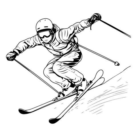 snowboarder in action. sketch vector graphics monochrome