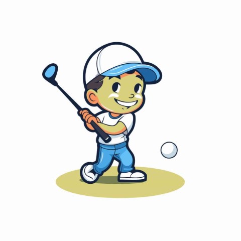 Golfer Boy Cartoon Mascot Character Vector Illustration.