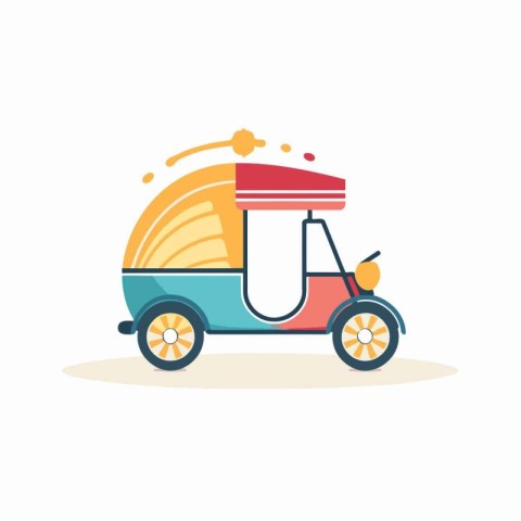 Tuk tuk icon in flat design style. Vector illustration.