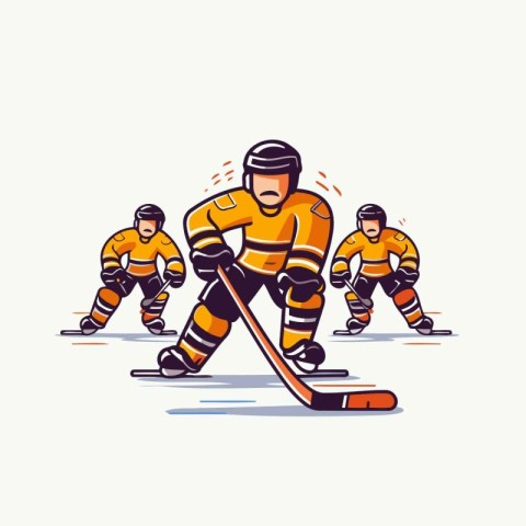 Ice hockey players. cartoon vector illustration isolated on the