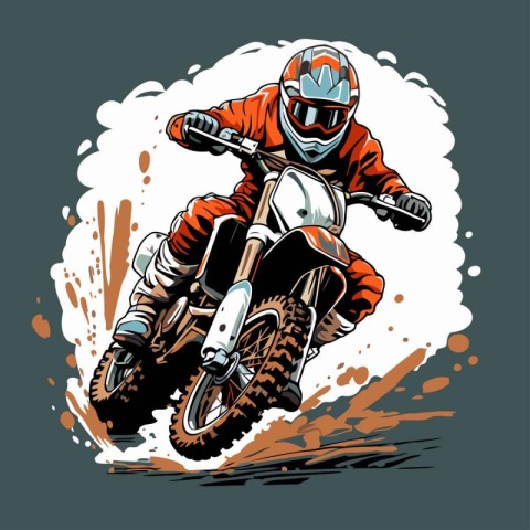 Motocross rider in action. Vector illustration of motorcyclist.