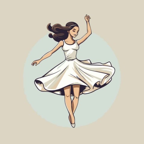 Ballerina in a white dress. Vector illustration of a ballerina.