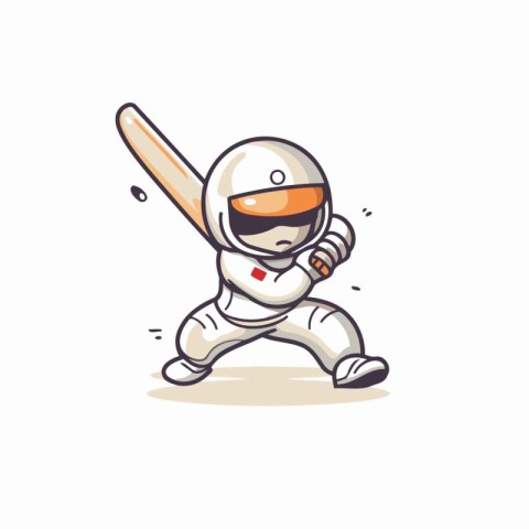 Cricket Player Cartoon Mascot Character Vector Illustration.