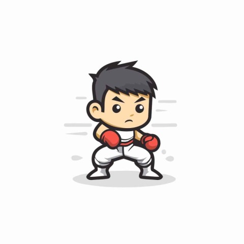 Boxing Boy Cartoon Mascot Character Vector Illustration Design.