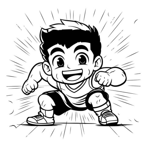 Cartoon Illustration of Kid Boy Boxing or Mascot Character