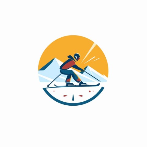 Skier logo design template. Skier logo design. Skier vector illu