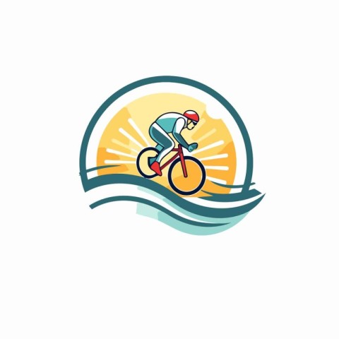 Cyclist vector logo design template. Cyclist riding a bicycle.