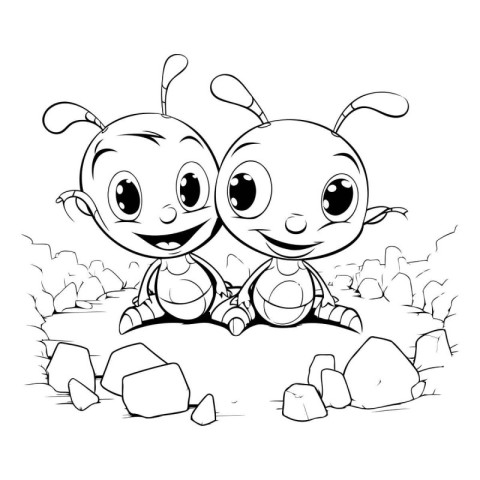 illustration of a couple of ants on a white background. coloring