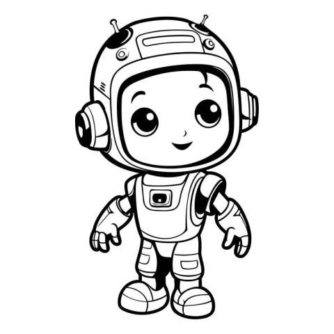 Vector illustration of Cute Cartoon Astronaut. Coloring book for