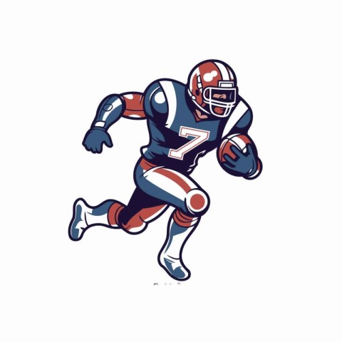 American football player in action. isolated vector illustration