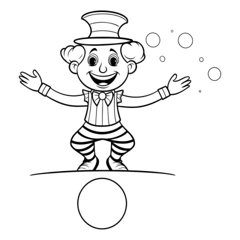 Coloring book for children: clown with bubbles. Vector illustrat