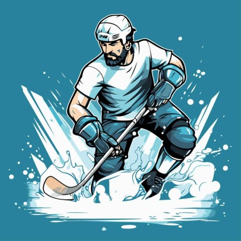 Ice hockey player. Vector illustration of ice hockey player in a