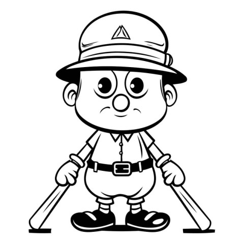 Cartoon Illustration of Cute Little Boy Baseball Player Mascot C