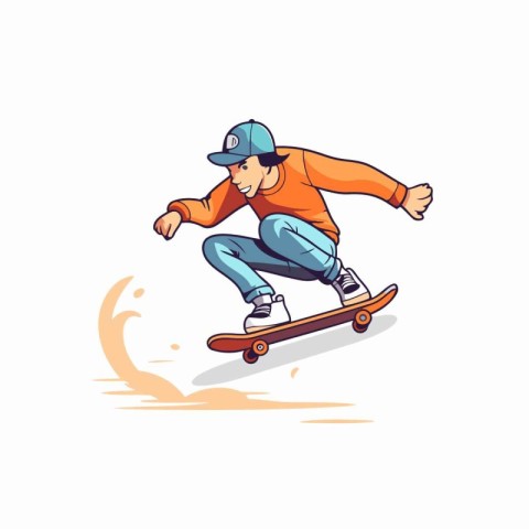 Skateboarder riding on a skateboard. Vector illustration.