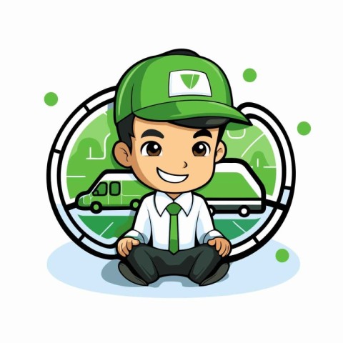 Courier Delivery Boy - Vector Mascot Character Illustration