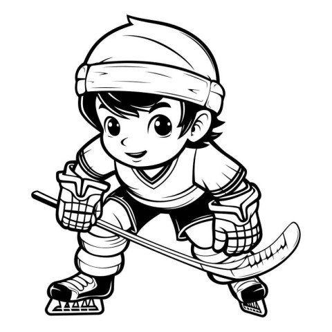 Ice Hockey Player Mascot. Vector illustration ready for vinyl cu