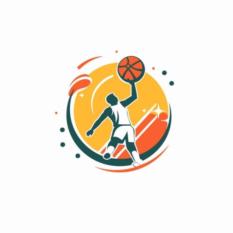 Basketball vector logo design template. Basketball player with b