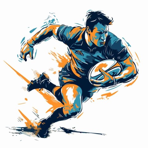 Rugby player with the ball. Vector illustration of a rugby playe