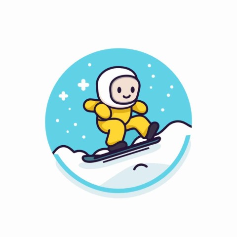 Snowboarder icon in flat style. Winter sport vector illustration