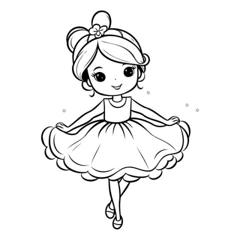 Cute little ballerina in a tutu. Vector illustration.