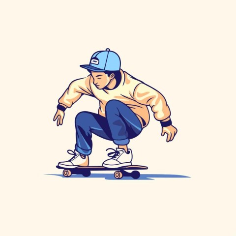 Skateboarder riding on a skateboard. Vector illustration.