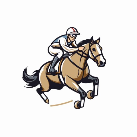 Jockey on horse. jockey riding a horse. vector illustration