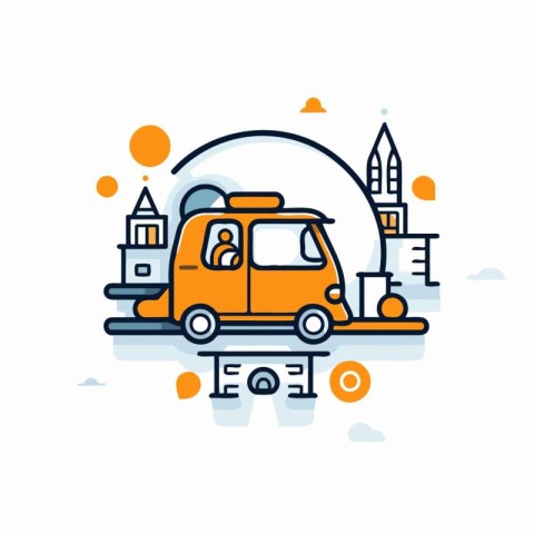 Car travel vector thin line icon. modern minimal flat design ill