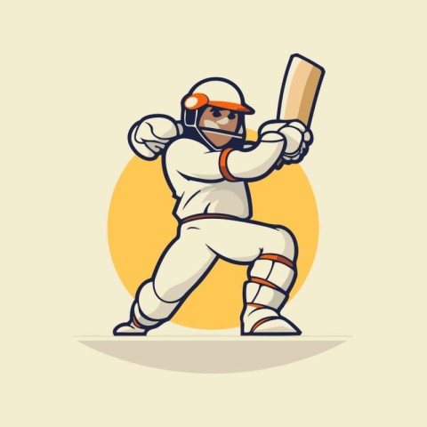 Cricket player with bat and ball. cartoon vector illustration.