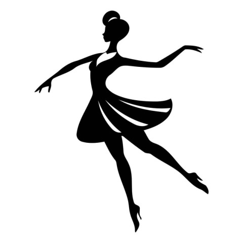 Ballerina silhouette isolated on white background. Vector Illust