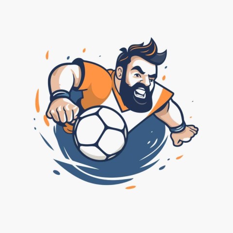 Soccer player kicking the ball. Vector illustration in cartoon s